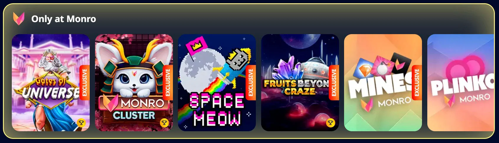 exklusive Spiele monro casino